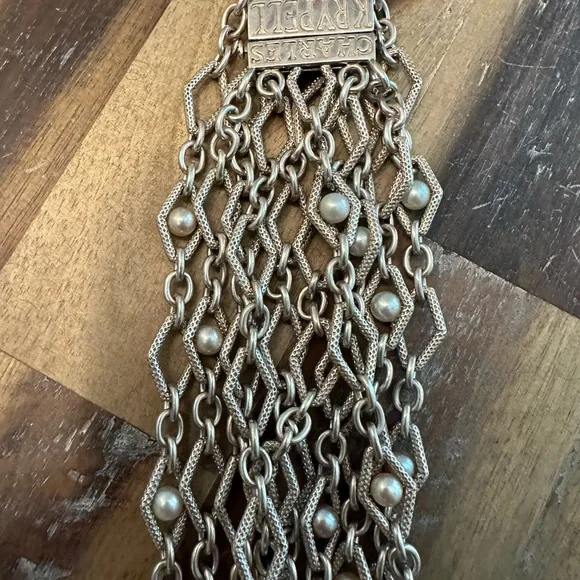 Charles Krypell sterling silver necklace with 14 karat and pearl accents - Picture 4 of 10